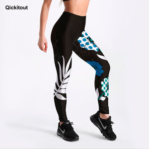 Qickitout Leggings Summer Styles Women's legging Fitness Digital Printing Classic tree flowers Pants Pencil Trousers Leggings